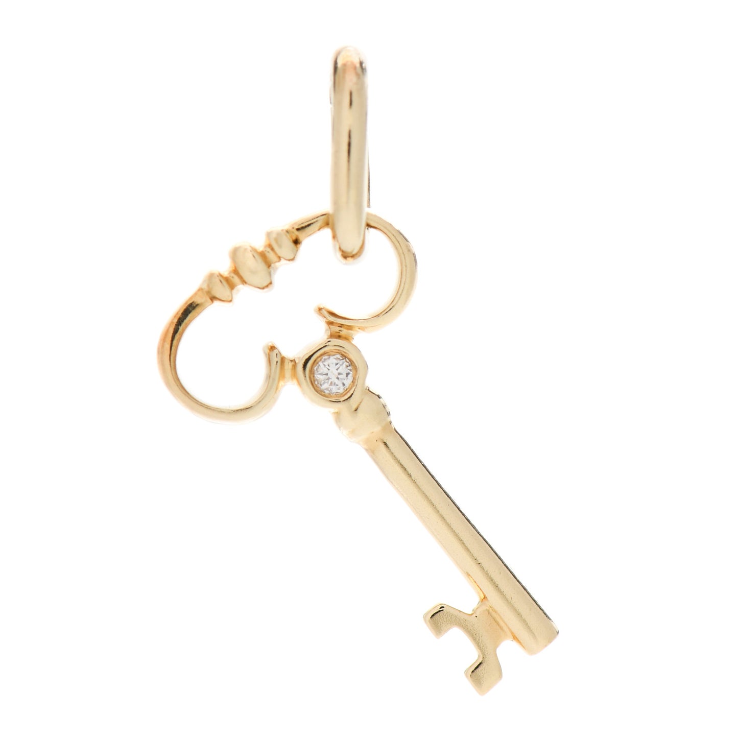 18K Yellow Gold Diamond Mini Key Charm