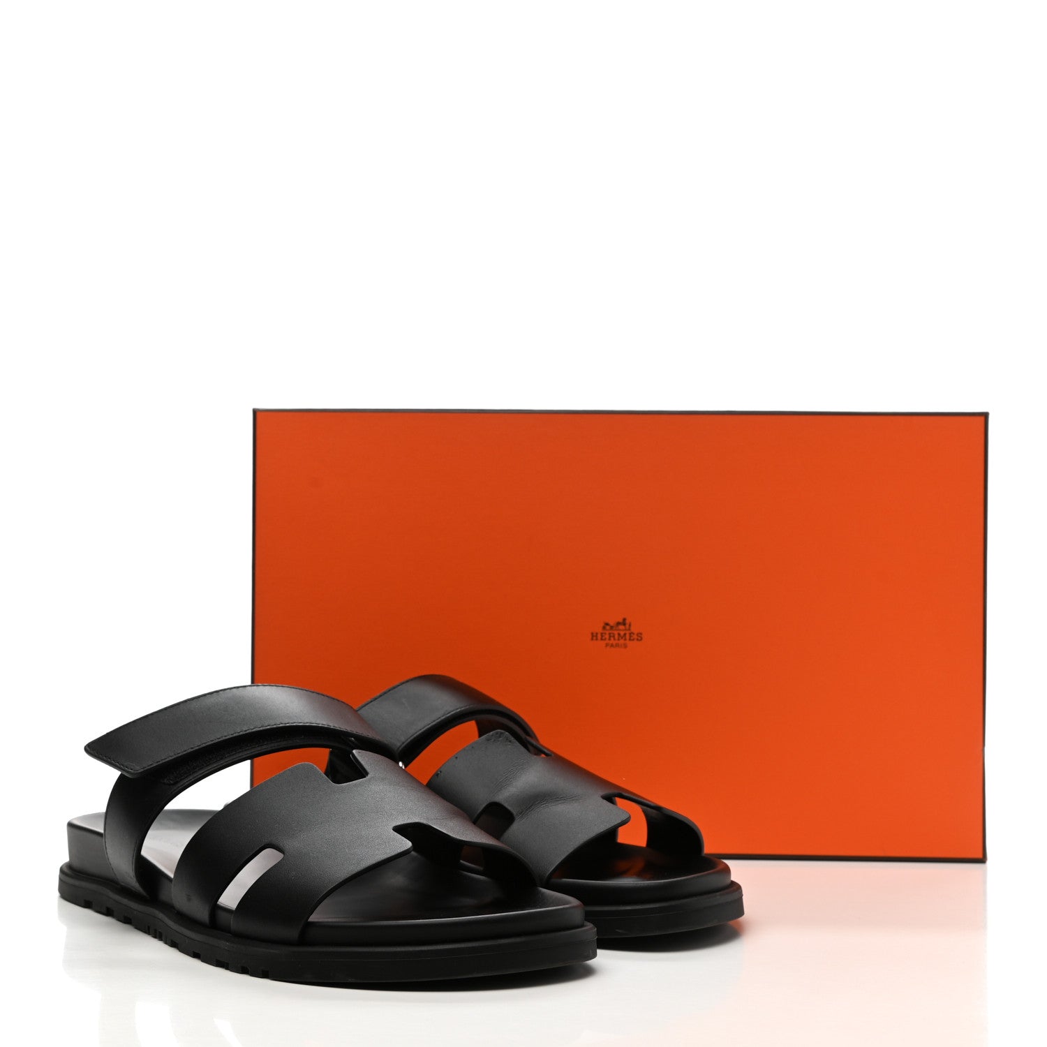 Hermes Calfskin Mens Chypre Sandals 43 Black 14 of 14