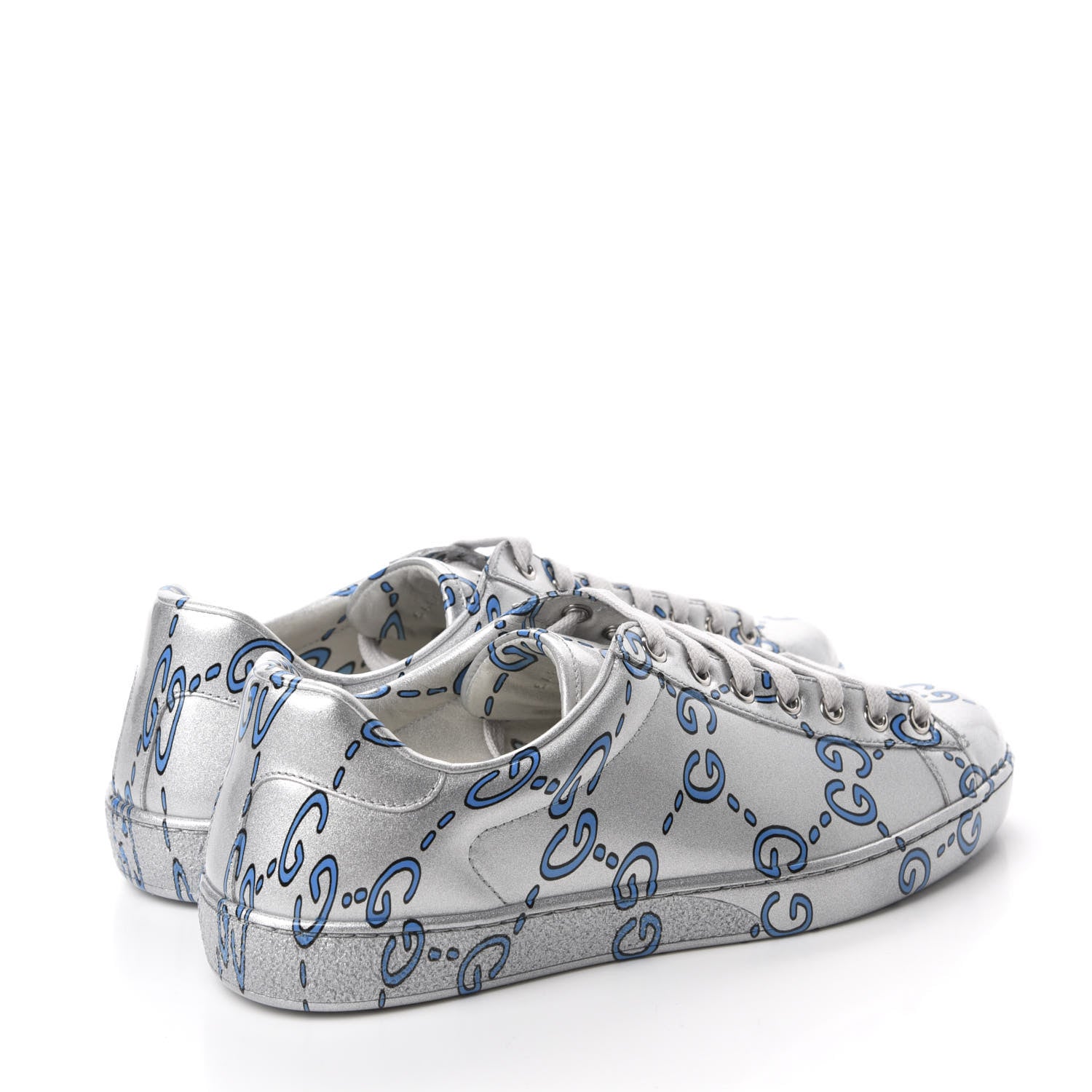 Gucci Miro Rubber Wax GucciGhost Print Mens New Ace Sneakers 7 Silver 4 of 10
