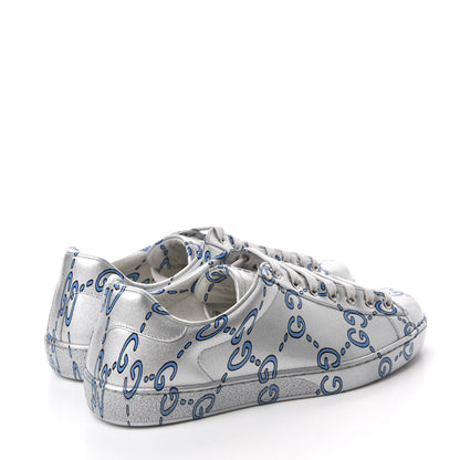 Gucci Miro Rubber Wax GucciGhost Print Mens New Ace Sneakers 7 Silver 4 of 10