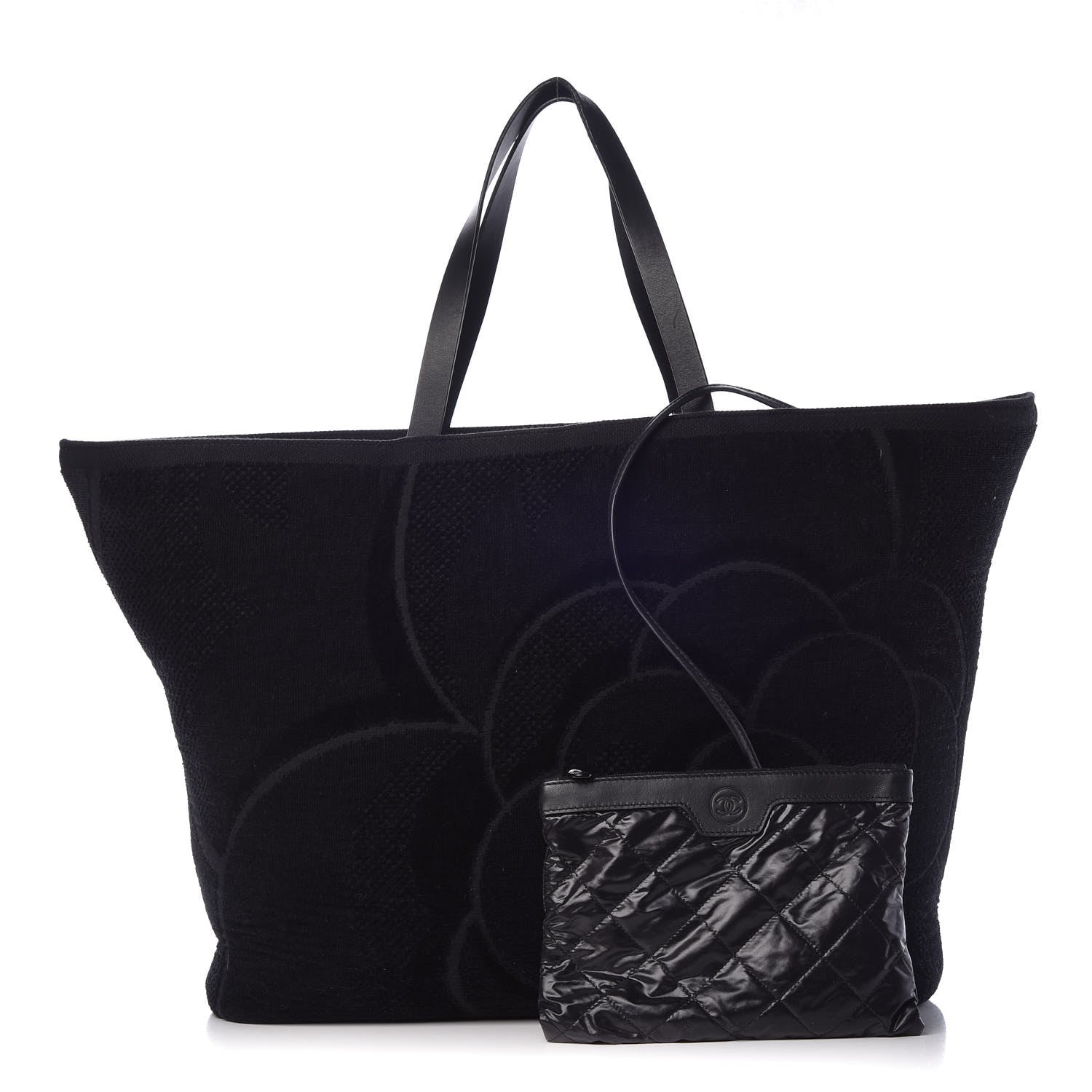 Chanel Terry Cotton Camellia Tote Black 1 of 11