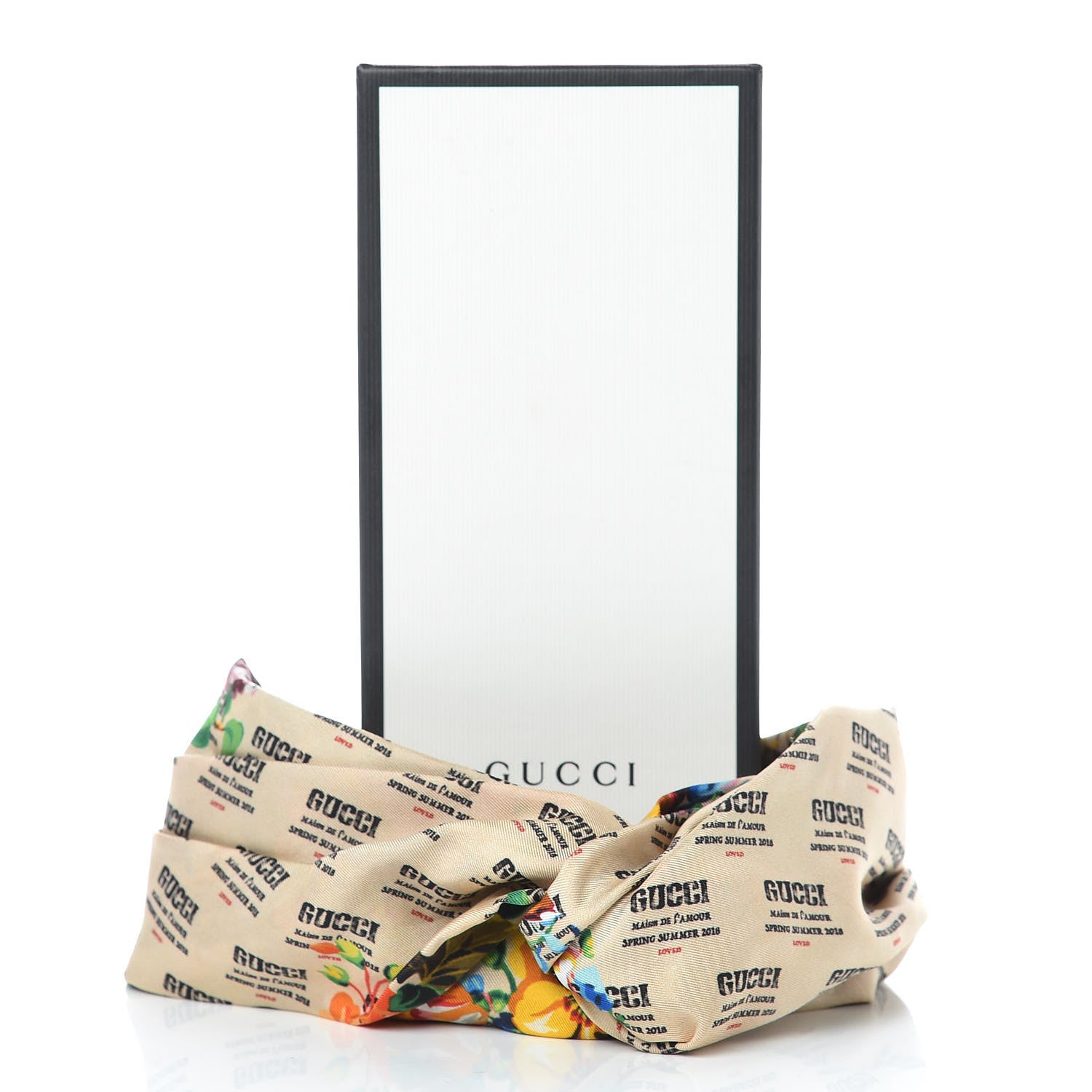 Gucci Silk Vintage Stamp Print Duchesse Headband 56 7 of 7