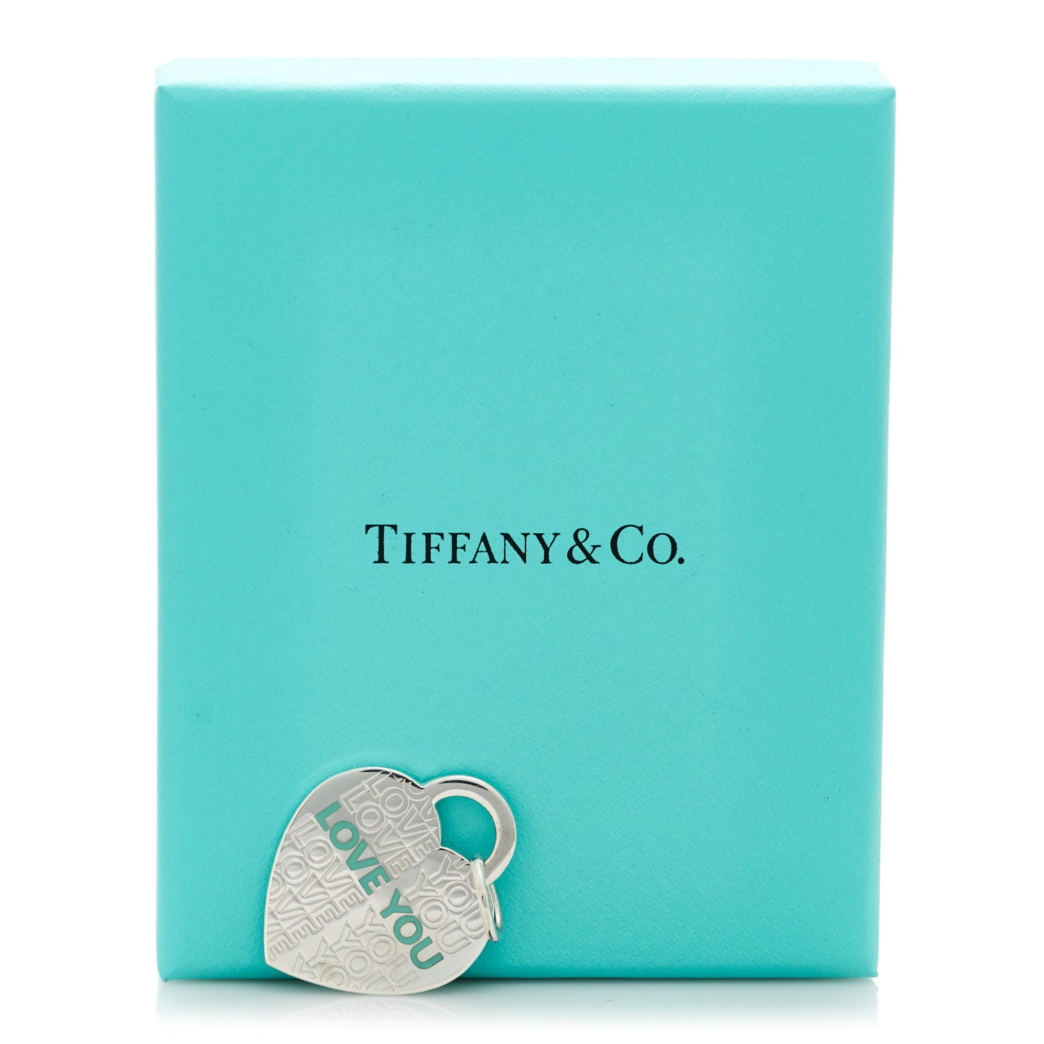 Tiffany Sterling Silver Enamel LOVE YOU Heart Charm Blue 4 of 4