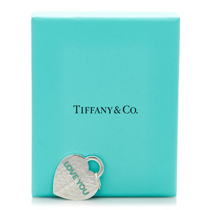 Tiffany Sterling Silver Enamel LOVE YOU Heart Charm Blue 4 of 4