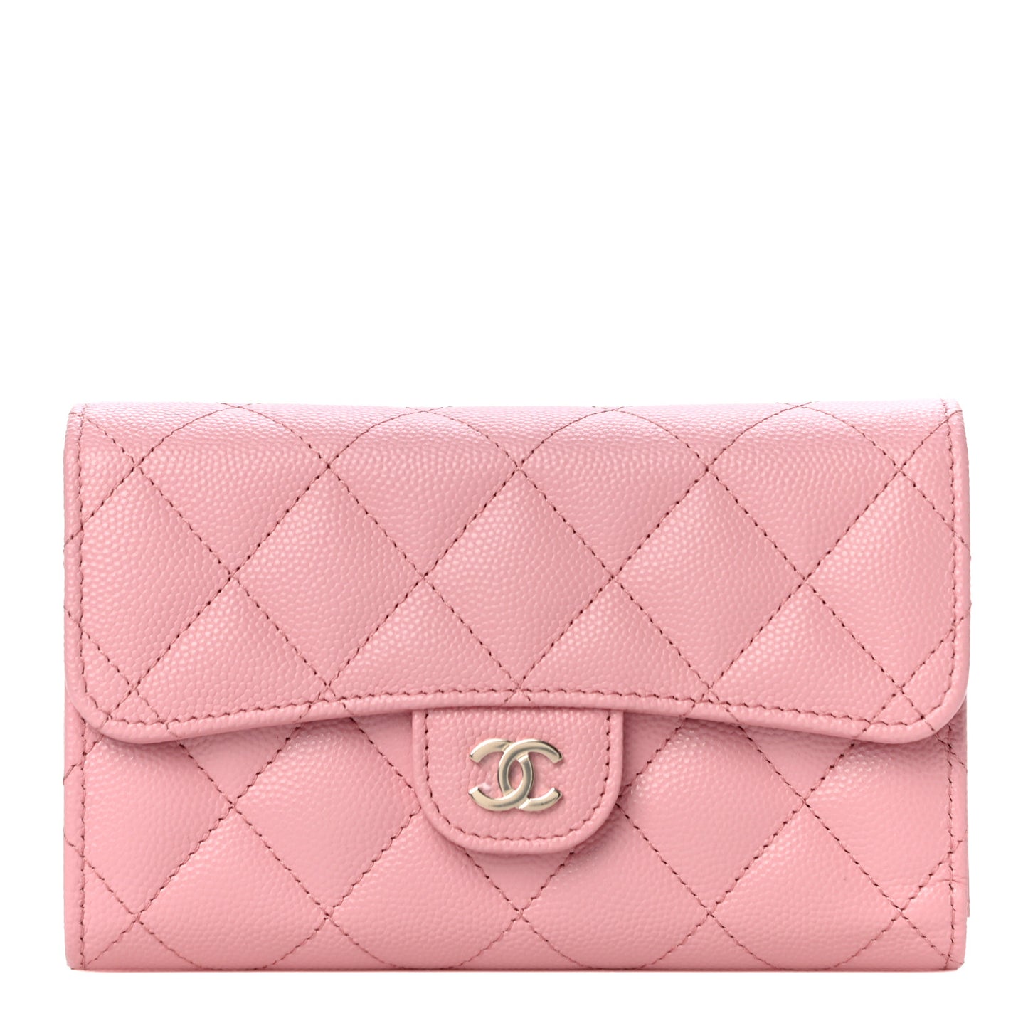 Caviar Quilted Medium Flap Wallet Pink