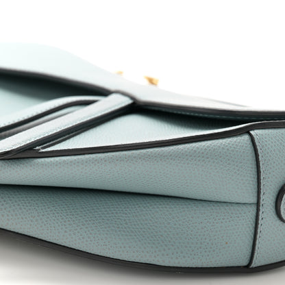 Christian Dior Grained Calfskin Saddle Bag Sky Blue 10 of 11