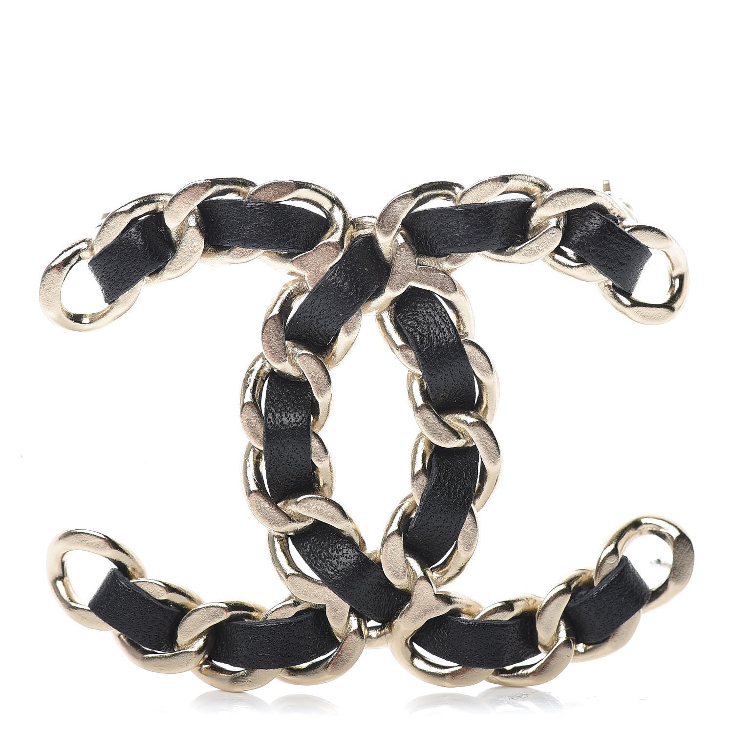 Chanel Lambskin Chain CC Brooch Black Gold 1 of 5