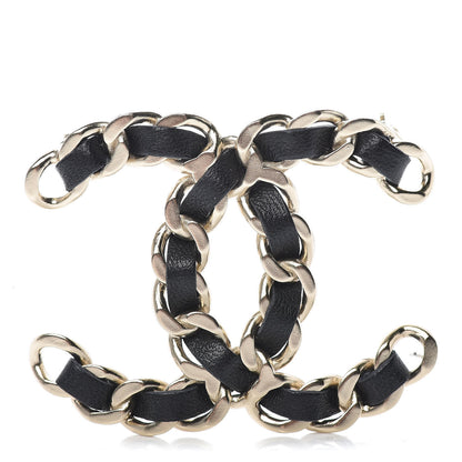 Chanel Lambskin Chain CC Brooch Black Gold 1 of 5