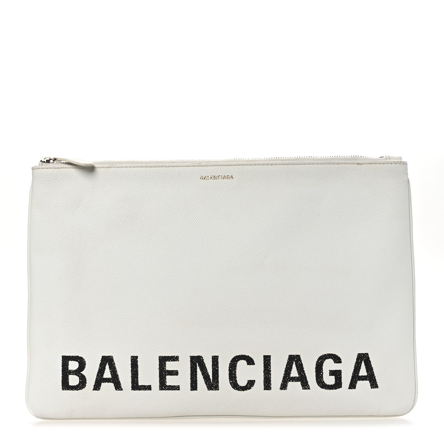 Balenciaga Calfskin Logo Large Zip Pouch White 1 of 13