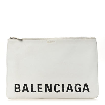 Balenciaga Calfskin Logo Large Zip Pouch White 1 of 13