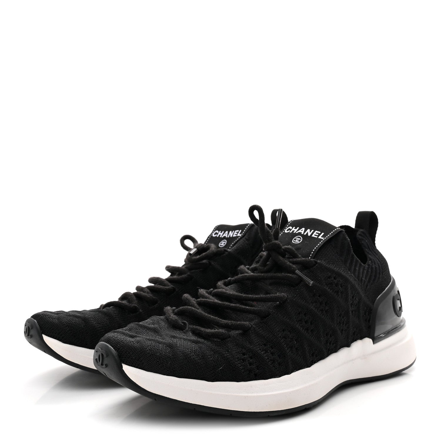 Chanel Fabric Logo Sneakers 37.5 Black 4 of 8