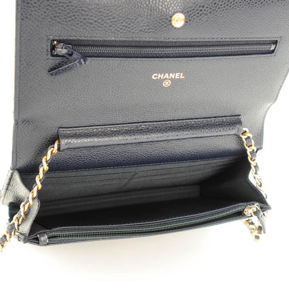 Chanel Caviar Quilted Wallet On Chain WOC Navy 5 of 8
