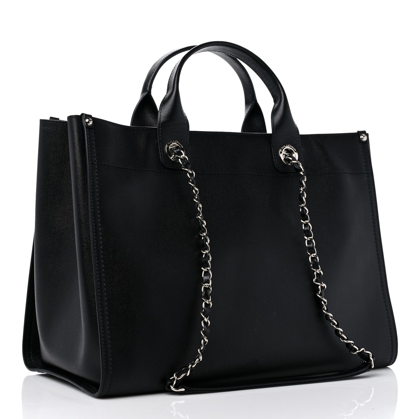 Caviar Medium Studded Deauville Tote Black