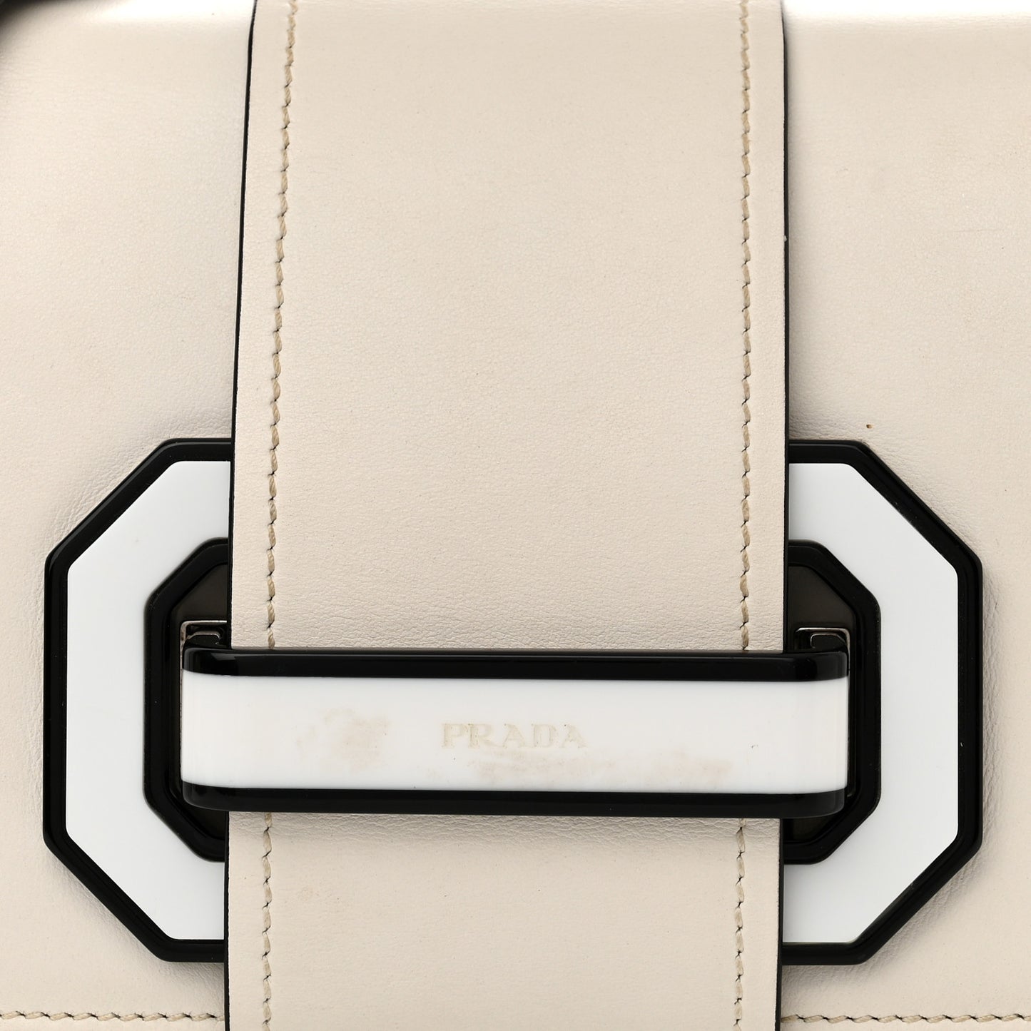 City Calf Plex Ribbon Bag White Black