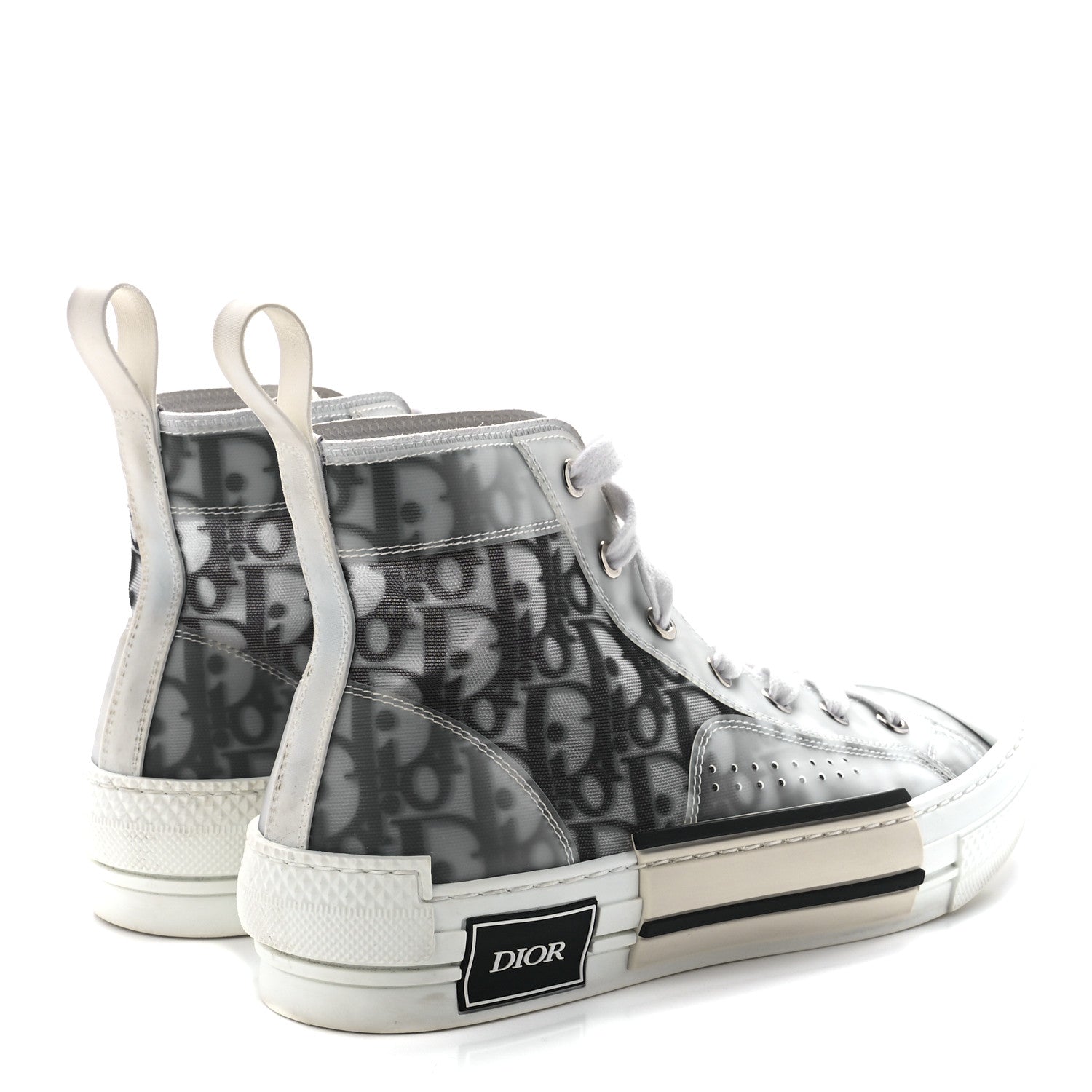 Christian Dior Technical Canvas Oblique Mens B23 High Top Sneakers 38 White Black 4 of 9