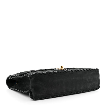 Chanel Suede Calfskin Jumbo Happy Stitch Flap Black 4 of 11