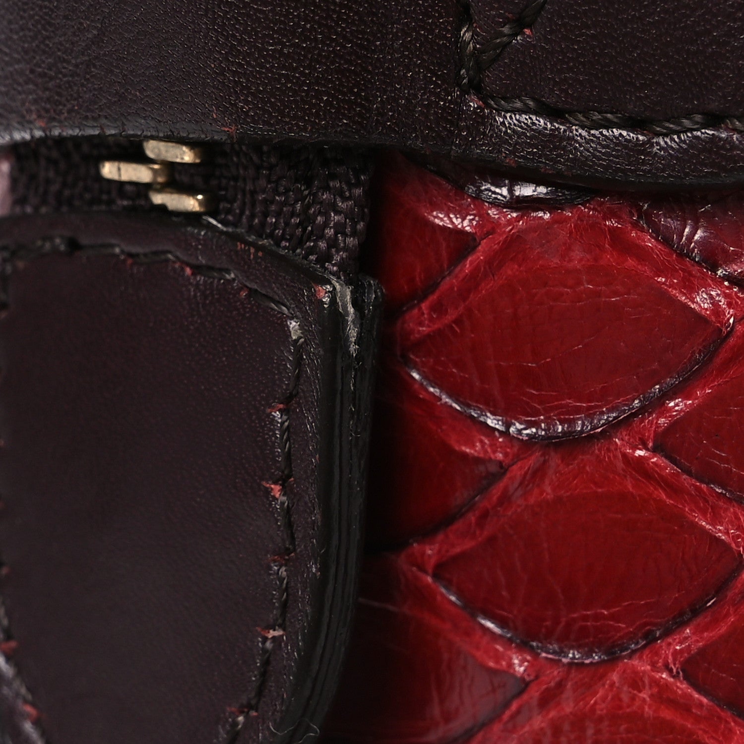 Celine Snakeskin Mini Luggage Red 13 of 17