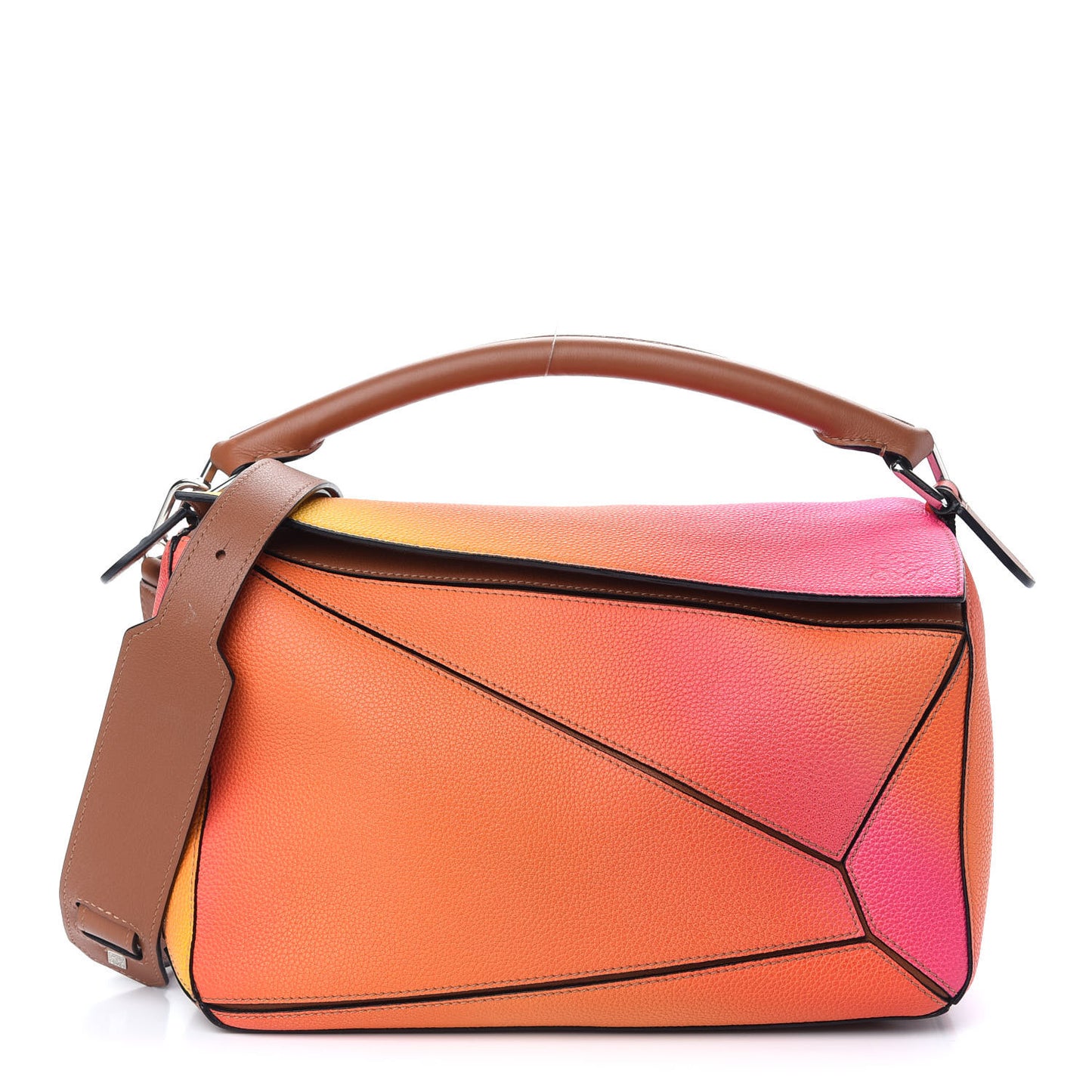 Calfskin Medium Puzzle Bag Orange Sunset
