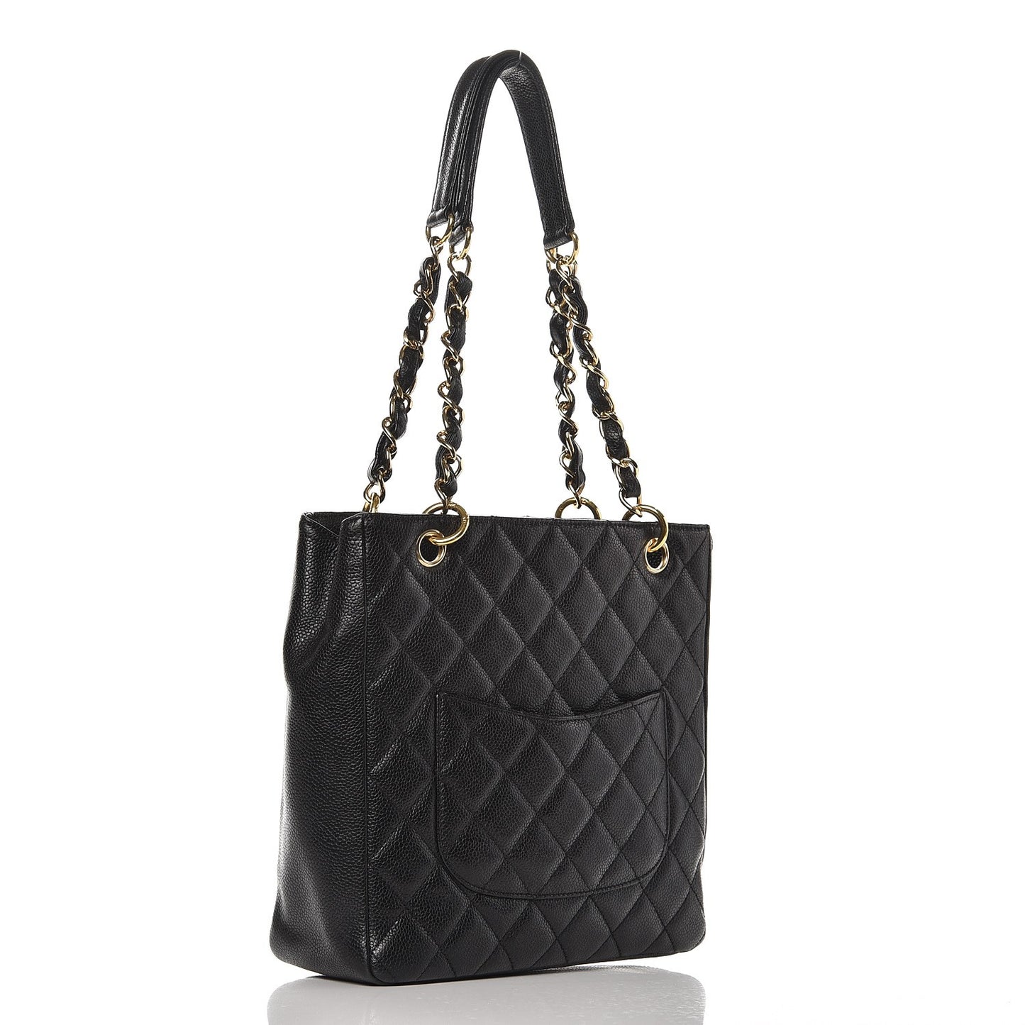 Caviar Quilted Petit Shopping Tote PST Black