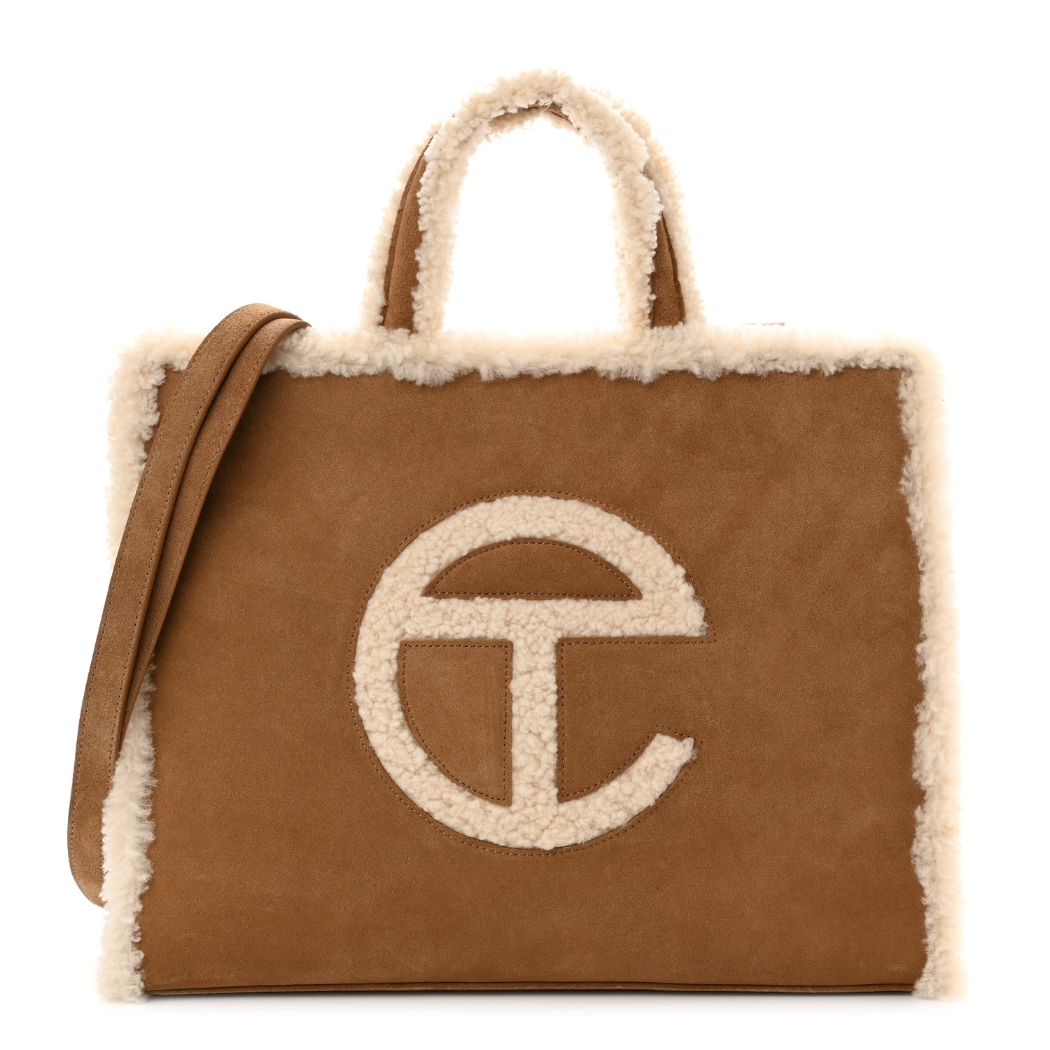 Telfar X UGG Suede Shearling Medium Shopping Bag Chestnut 1 of 10