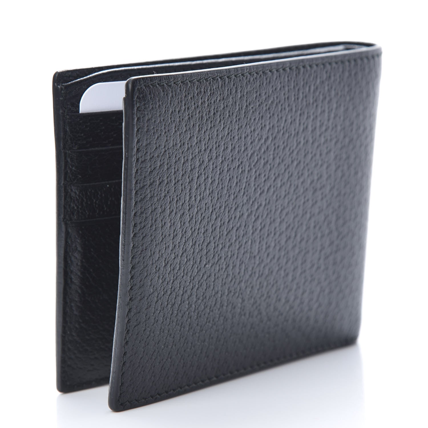 Gucci Calfskin Boar Effect GG Marmont Bi-Fold Wallet Black 3 of 8
