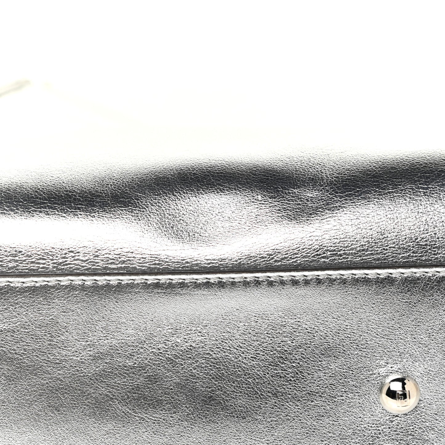 Vitello Catalan Mirror Medium Peekaboo Iconic Satchel Argento