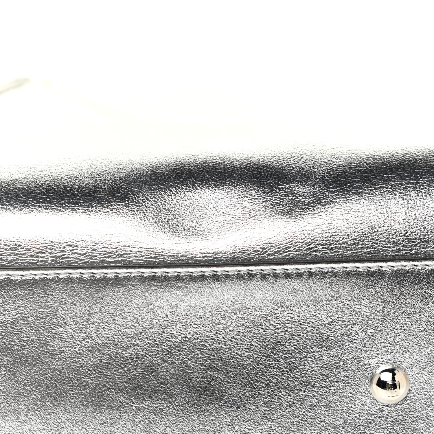 Fendi Vitello Catalan Mirror Medium Peekaboo Iconic Satchel Argento 14 of 14