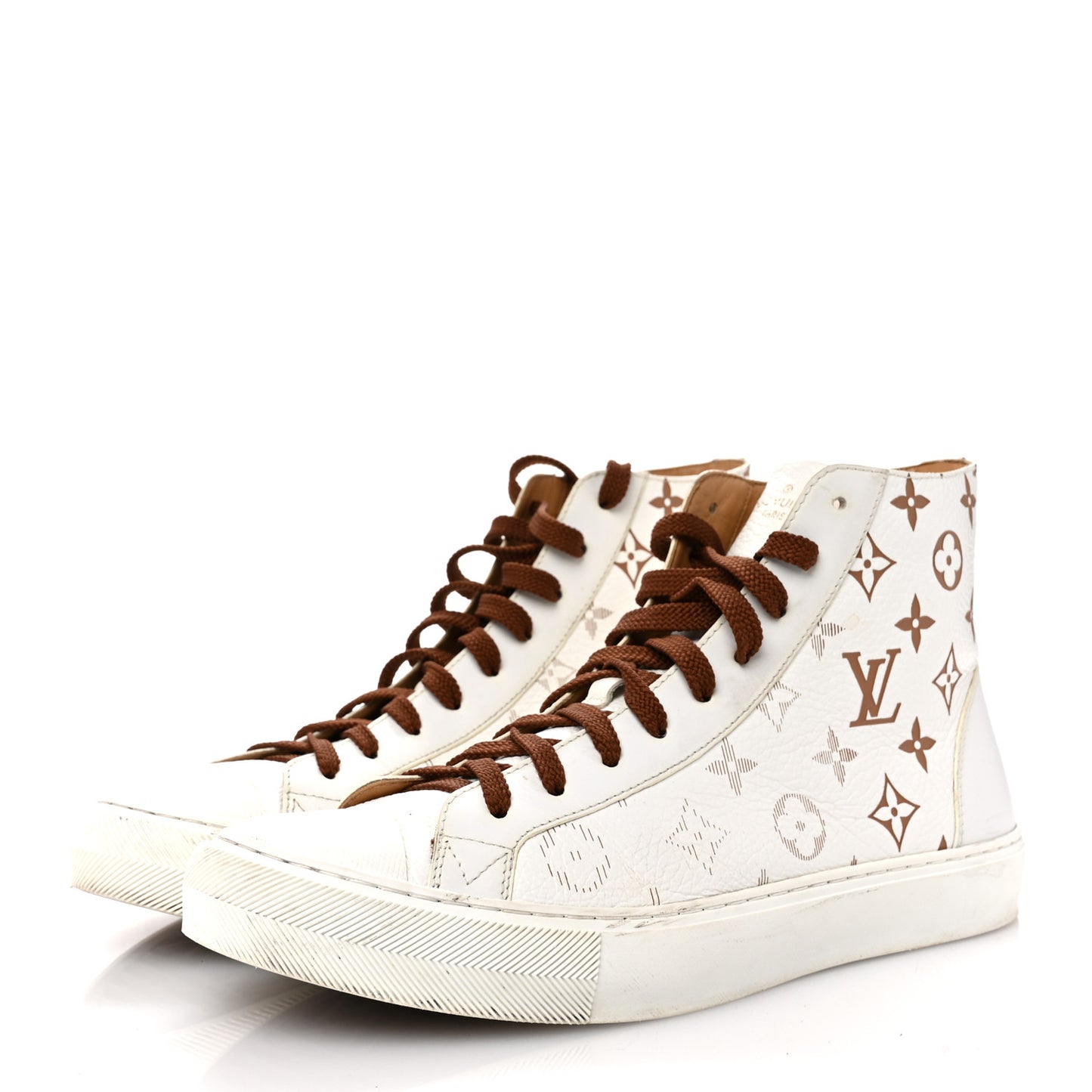 Monogram Mens Tattoo Sneaker Boots 8 White Brown