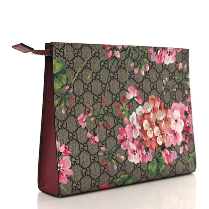 Gucci GG Supreme Monogram Blooms Large Cosmetic Case Beige Multicolor Dry Rose 6 of 20