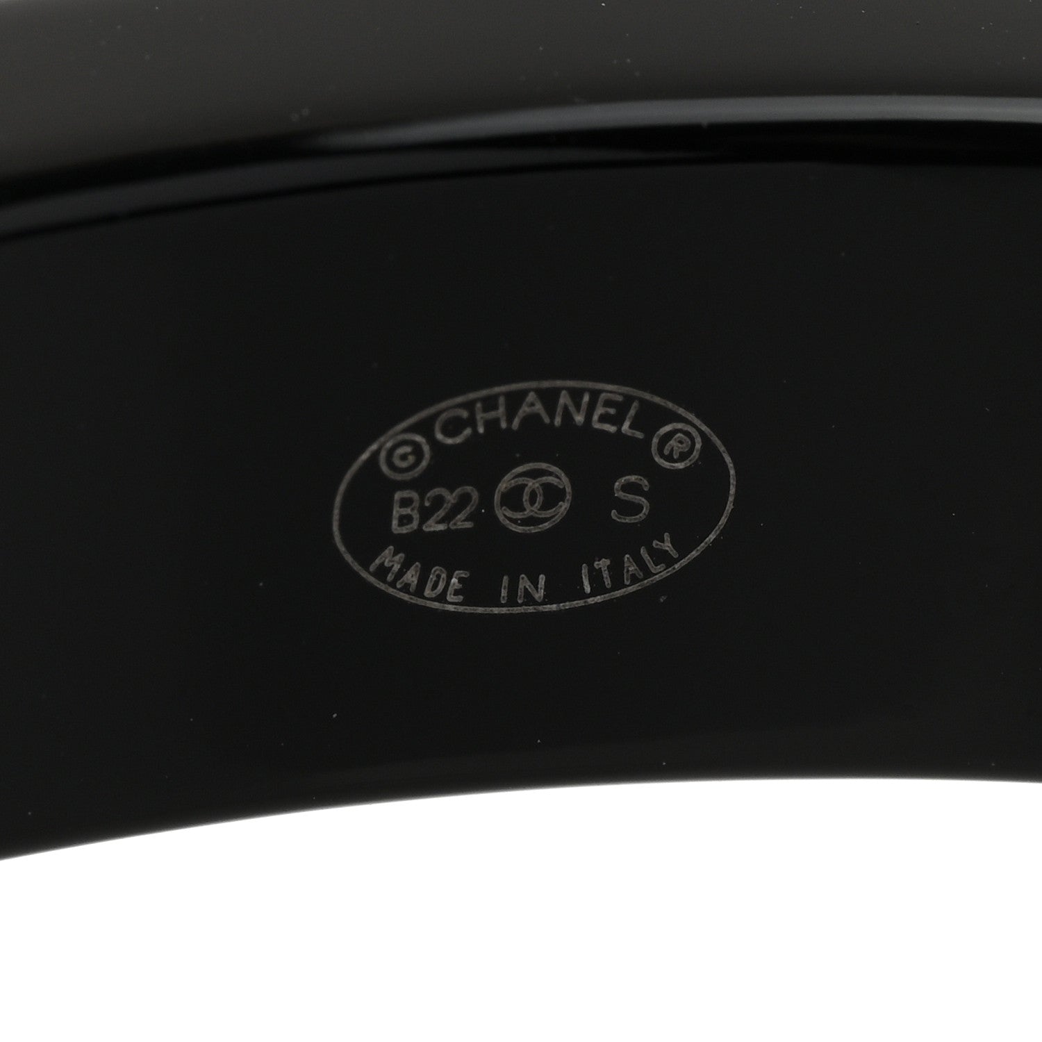 Chanel Resin Logo Bangle Bracelet Black White 4 of 5