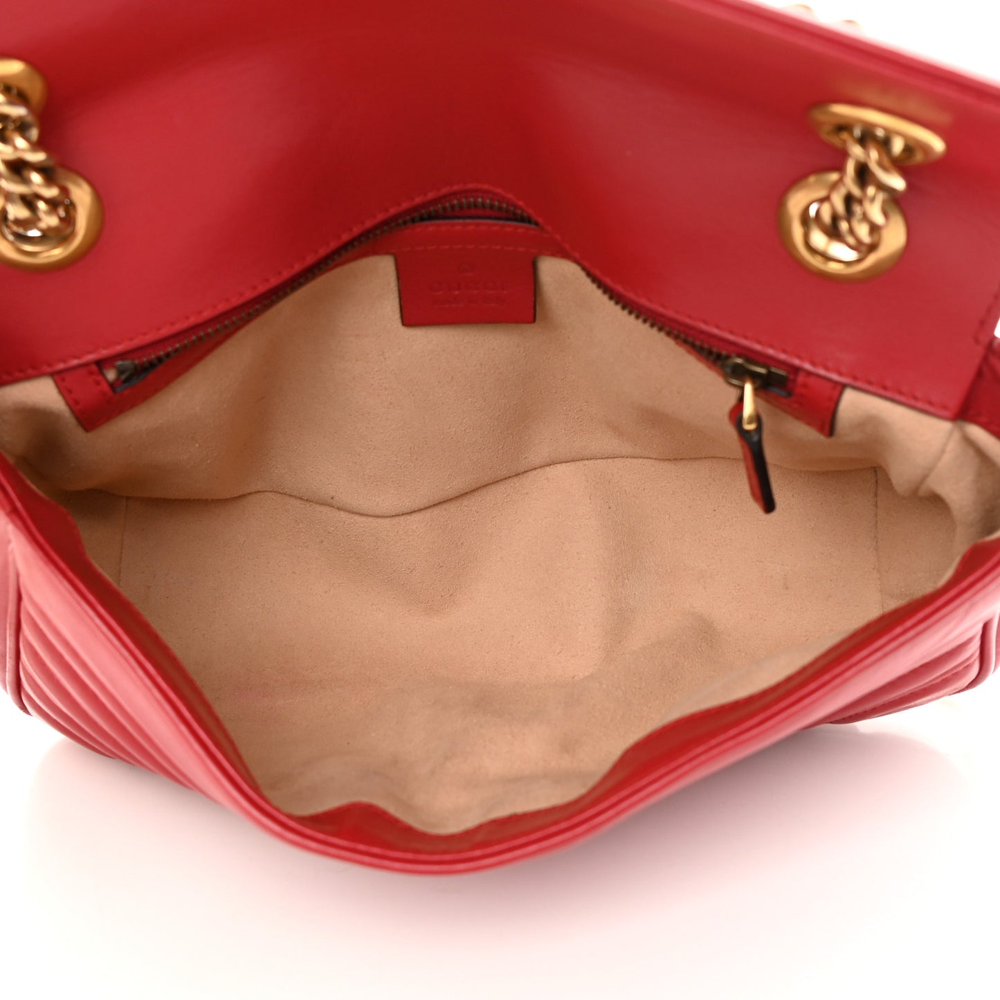 Calfskin Matelasse Small GG Marmont Shoulder Bag Hibiscus Red