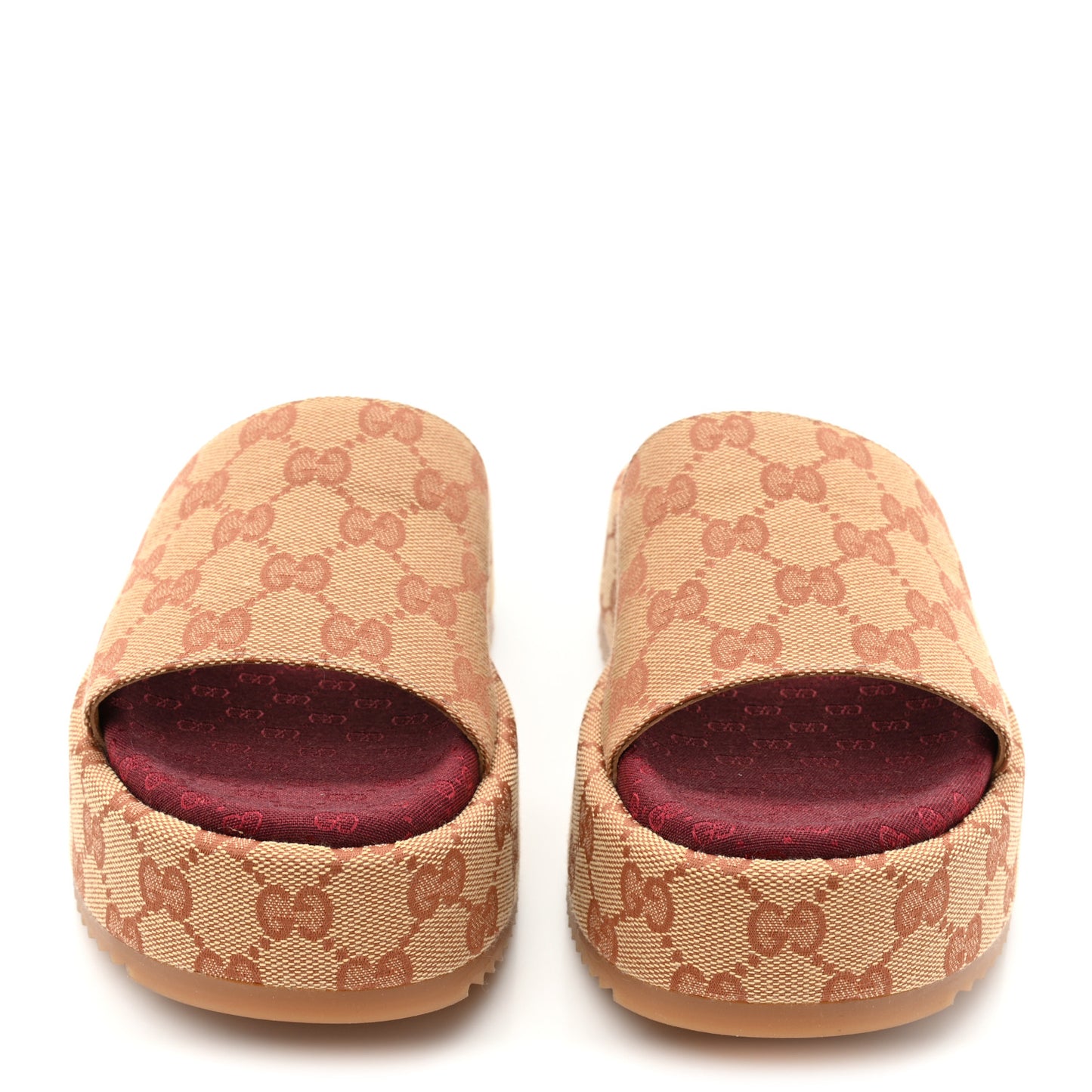 Canvas GG Monogram Angelina Platform Slide Sandals 36.5 Beige Ruggine
