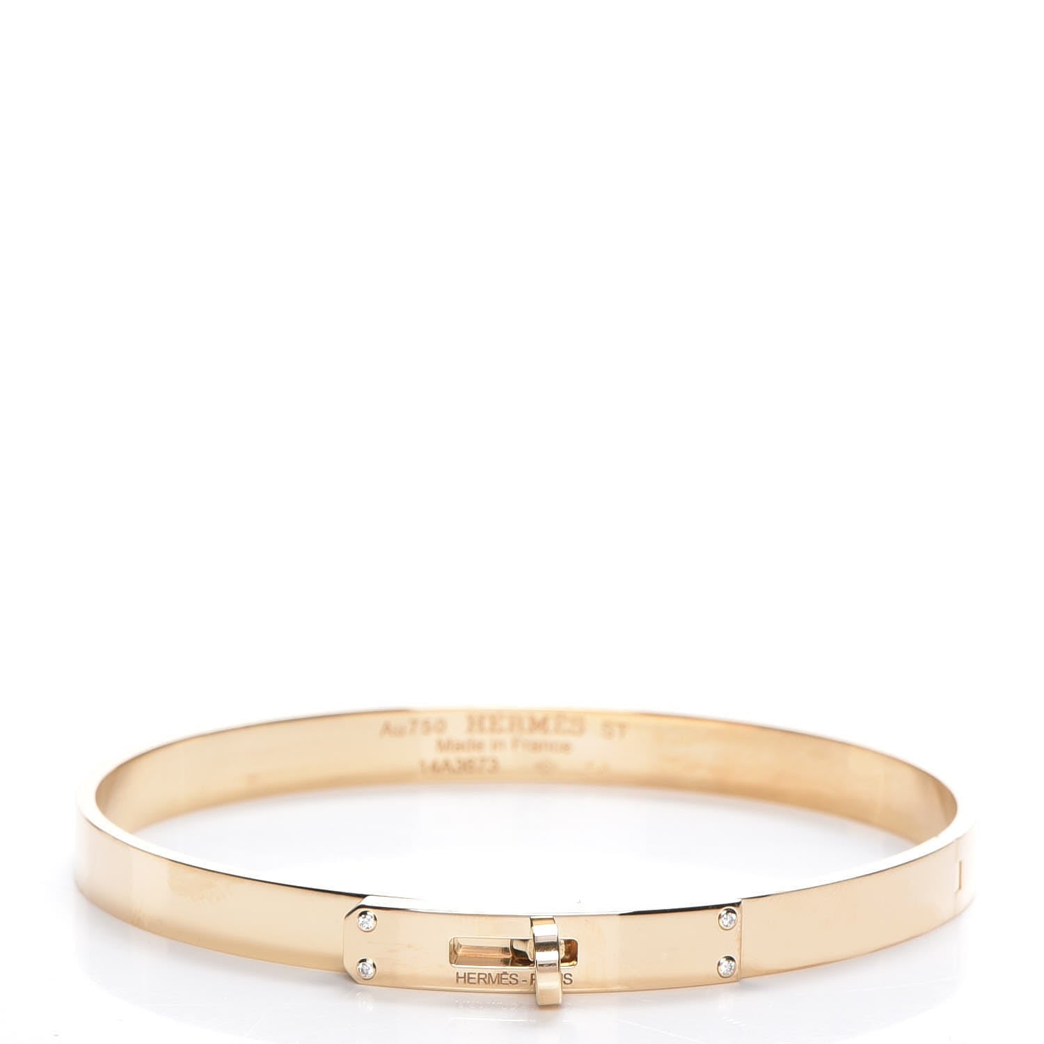 Hermes 18K Yellow Gold Diamond Kelly PM Bangle Small 1 of 6