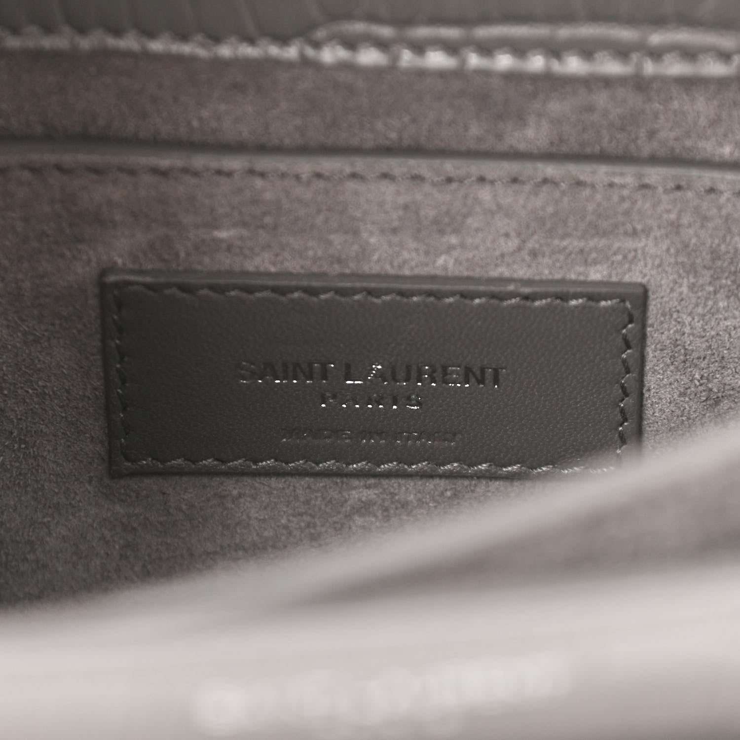 Saint Laurent Calfskin Crocodile Embossed Medium Monogram Sunset Fog 6 of 9