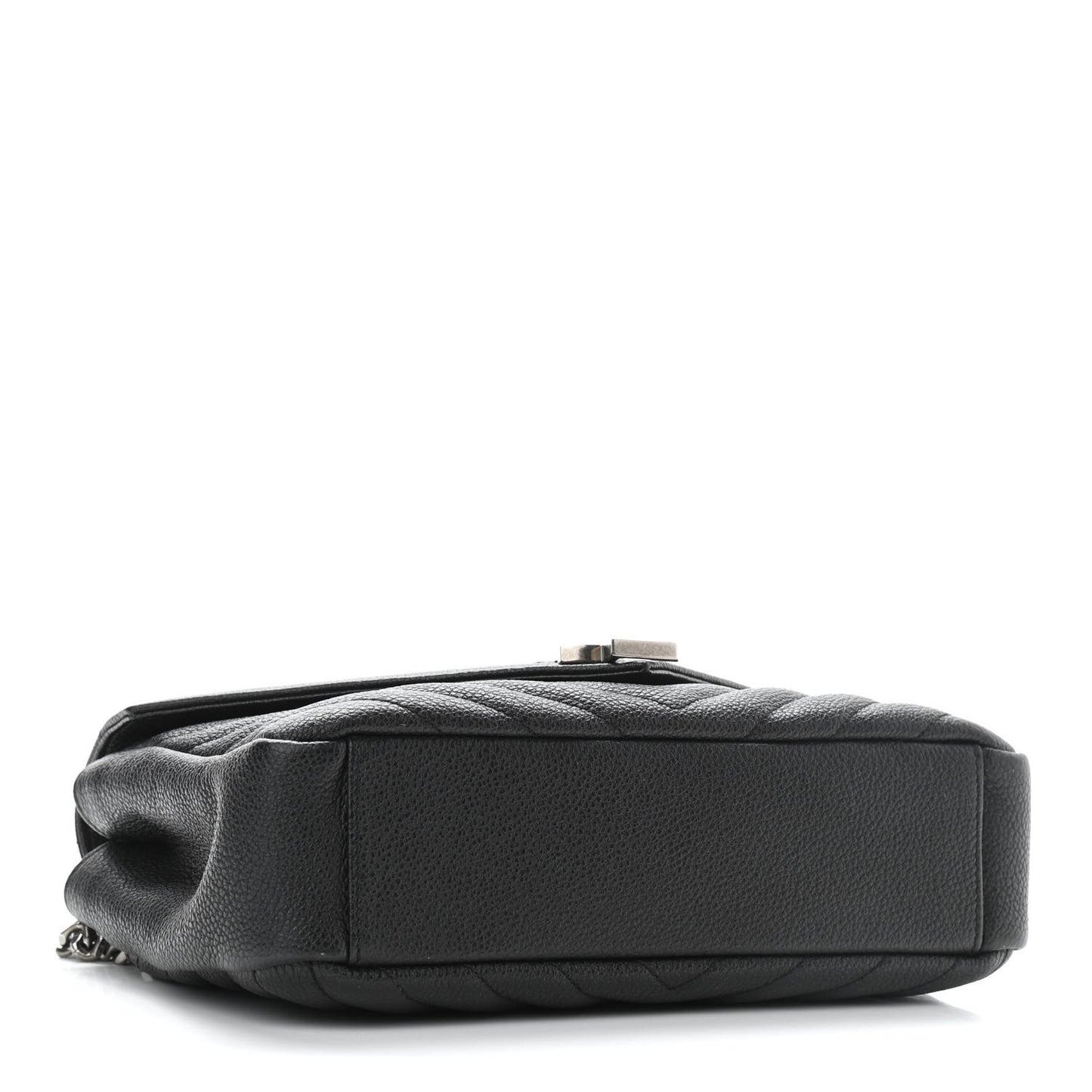 Grained Calfskin Matelasse Chevron Medium Monogram Chain Bag Black