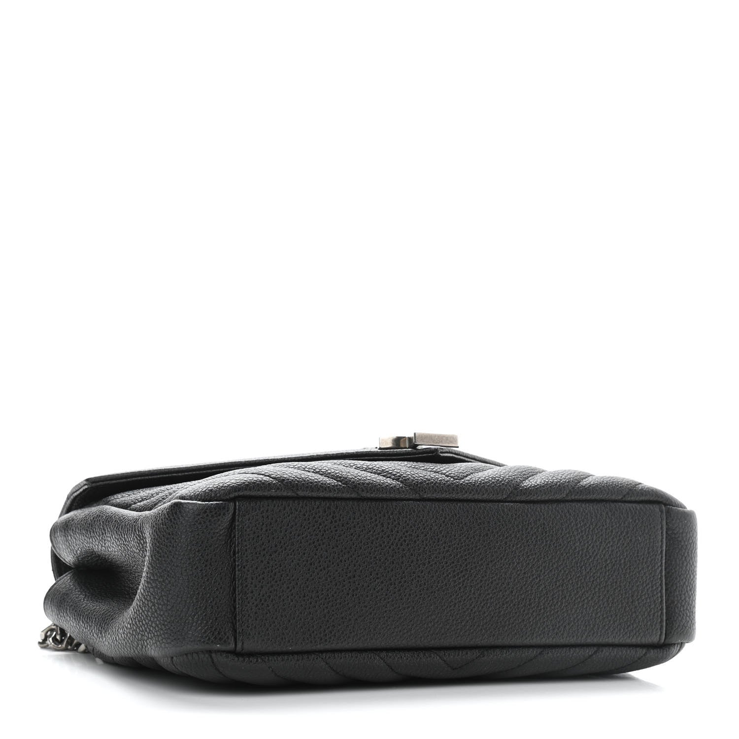 Saint Laurent Grained Calfskin Matelasse Chevron Medium Monogram Chain Bag Black 4 of 10