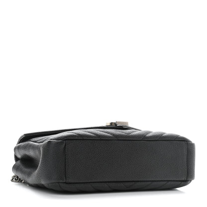 Saint Laurent Grained Calfskin Matelasse Chevron Medium Monogram Chain Bag Black 4 of 10