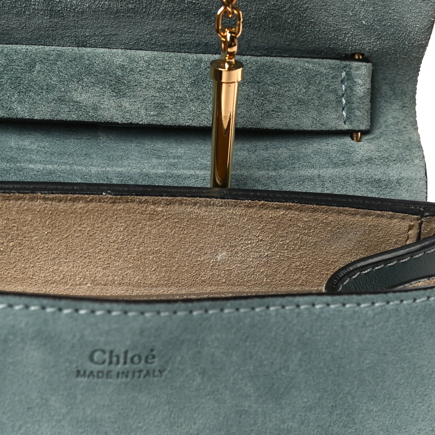 Chloe Suede Smooth Calfskin Drew Shoulder Bag Cloudy Blue 10 of 16