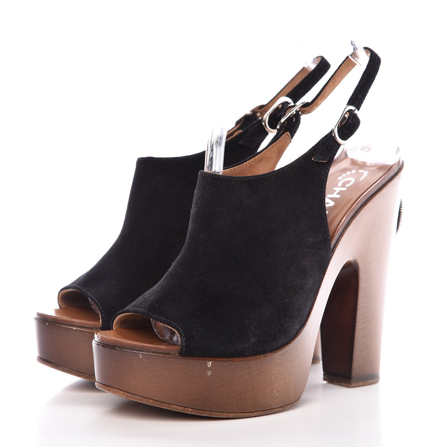 Suede CC Wood Clogs 37 Brown Black