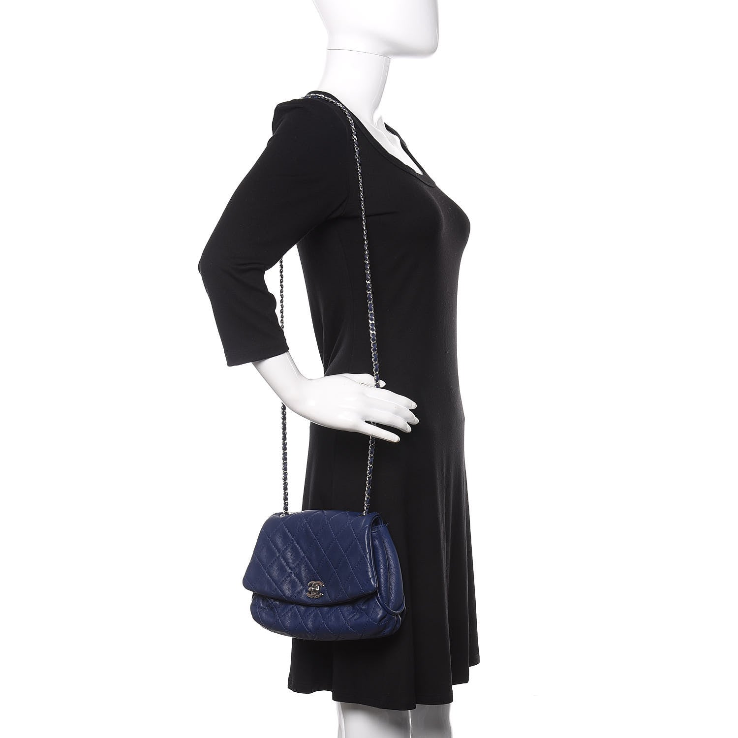 Chanel Calfskin Quilted CC Curvy Flap Blue 2 of 11