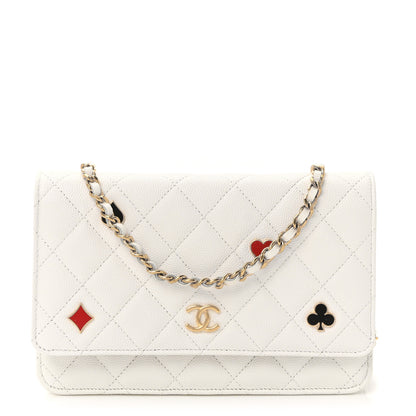 Chanel Caviar Quilted Enamel Coco Casino Wallet On Chain WOC White 1 of 12