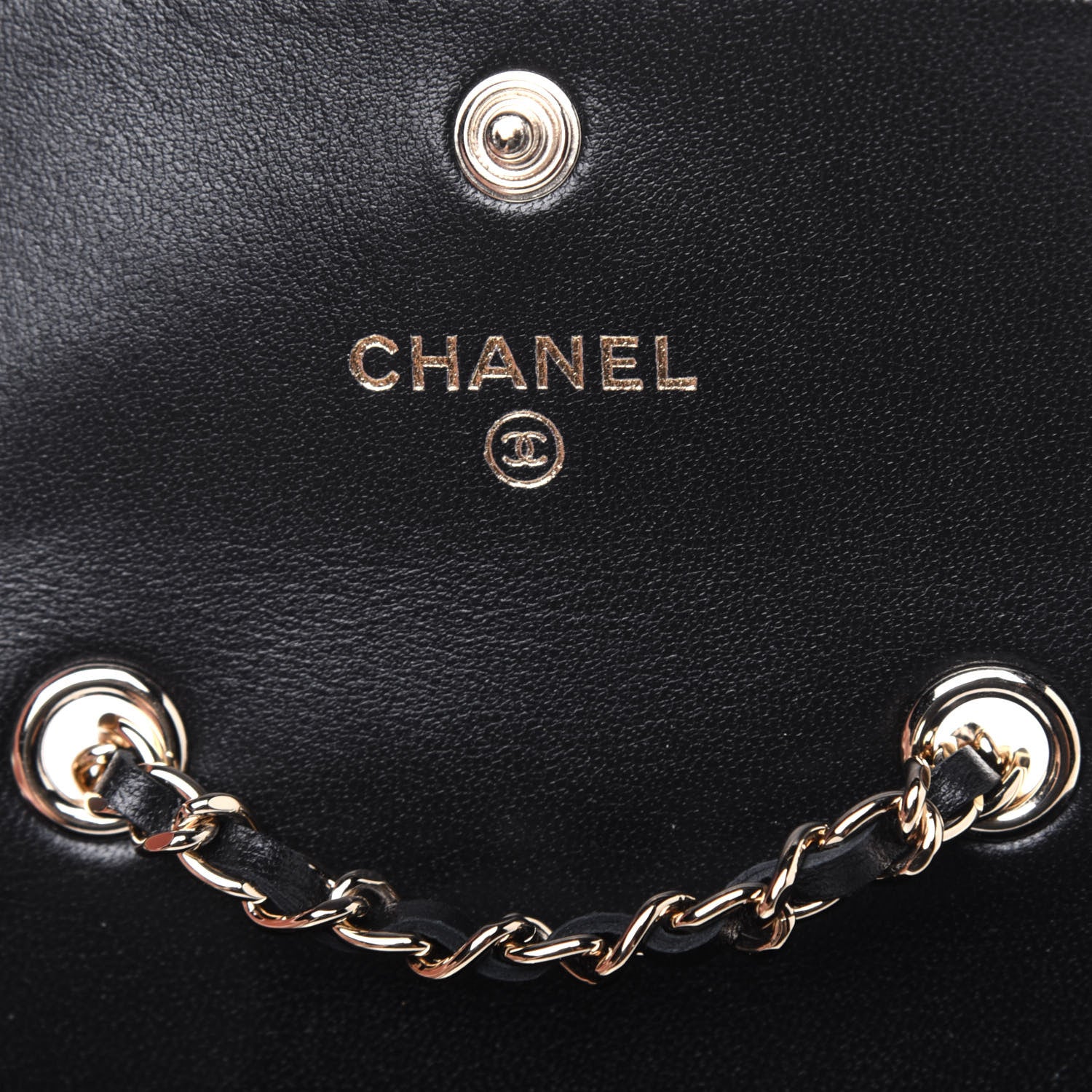 Chanel Lambskin Camellia Embossed Chain Belt Bag Black 6 of 13