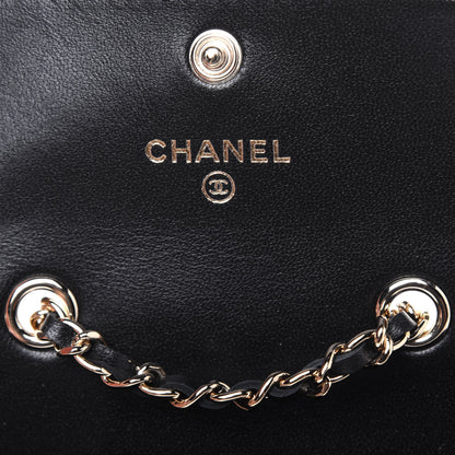 Chanel Lambskin Camellia Embossed Chain Belt Bag Black 6 of 13
