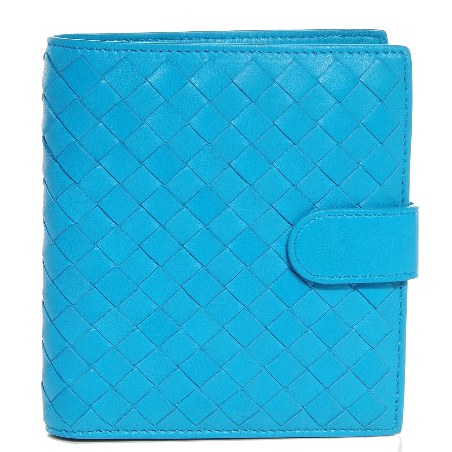Nappa Intrecciato French Compact Wallet Turquoise