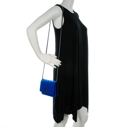 Chanel Jersey Quilted Reissue Wallet On Chain WOC Blue 2 of 8