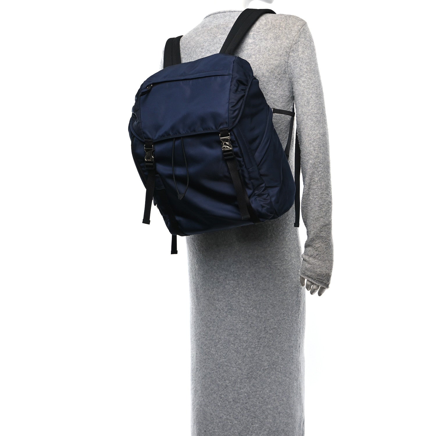 Prada Tessuto Nylon Montagna Double Buckle Backpack Bleu 2 of 10
