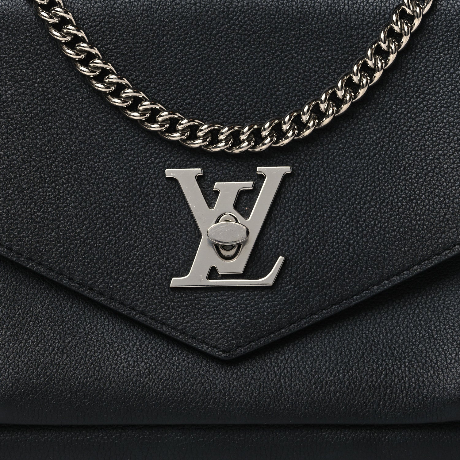Louis Vuitton Soft Calfskin Mylockme Chain Bag BB Black 8 of 10