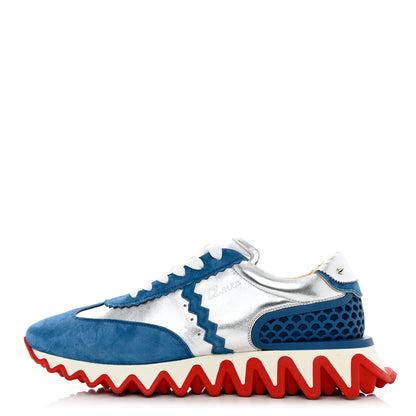 Christian Louboutin Suede Laminated Nappa Mens Loubishark Sneakers 45 Ludwig Silver 1 of 10