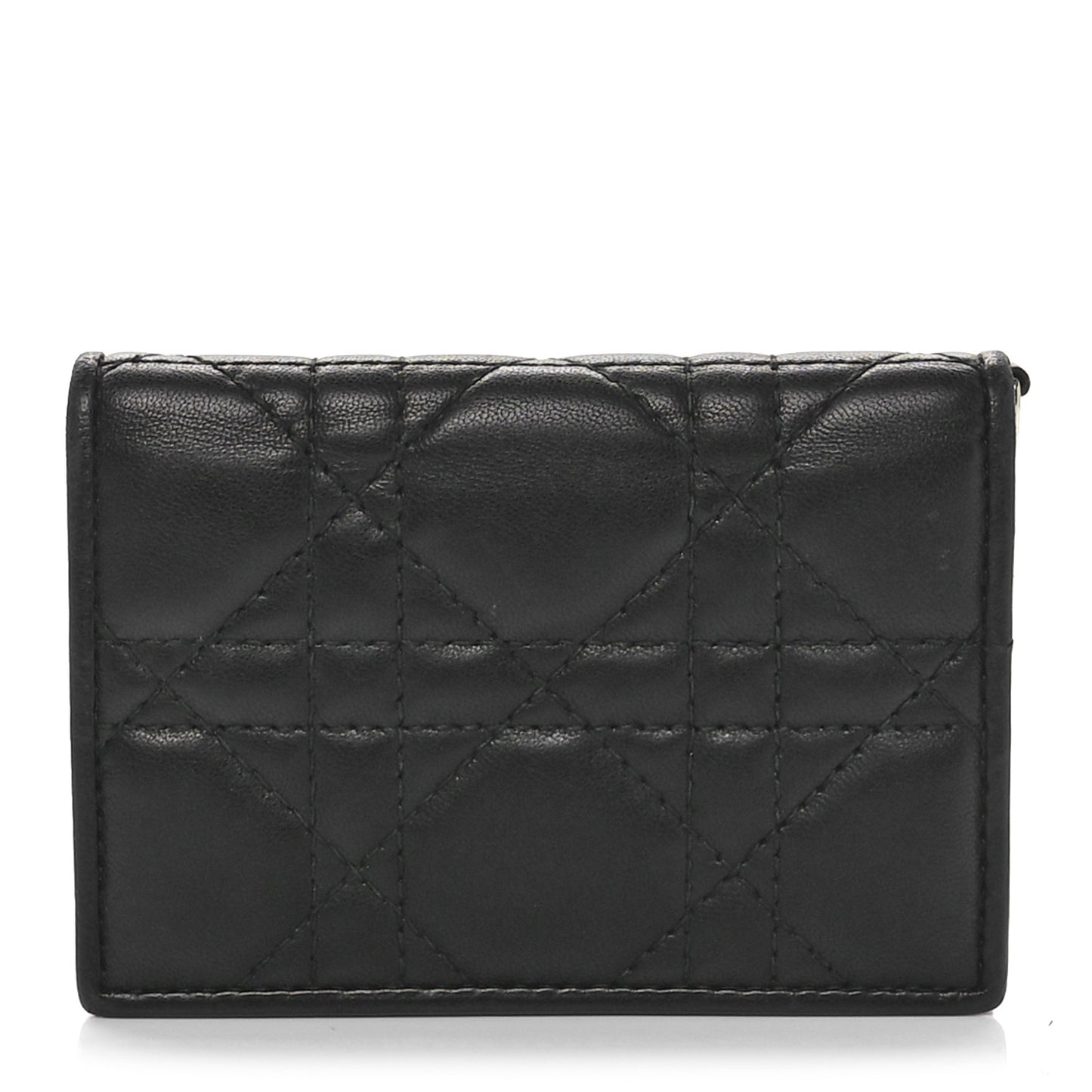 Lambskin Cannage Bi-Color Small Lady Dior Flap Card Holder Black Pink