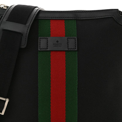 Gucci Techno Canvas Selleria Calfskin Web Small Flat Messenger Bag Black 8 of 11